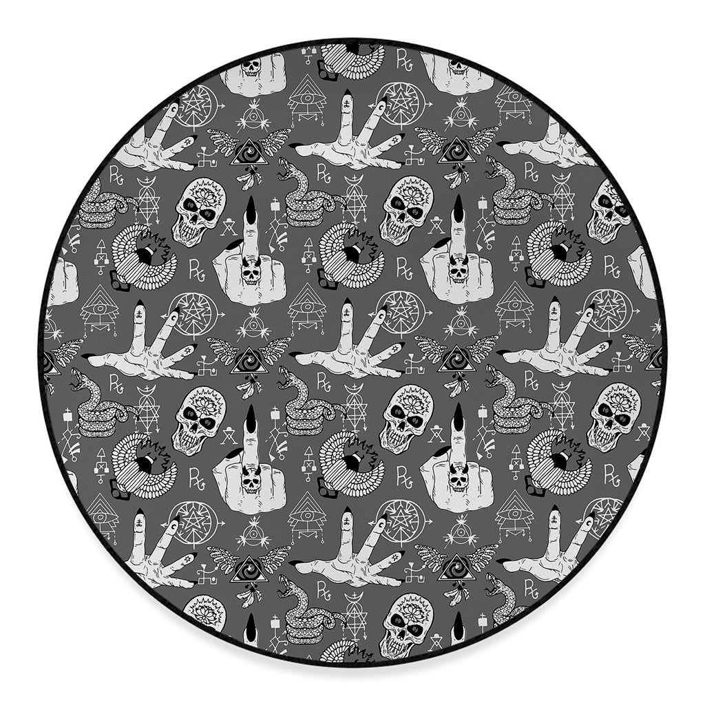 Gothic Wicca Curse Print Round Floor Mat