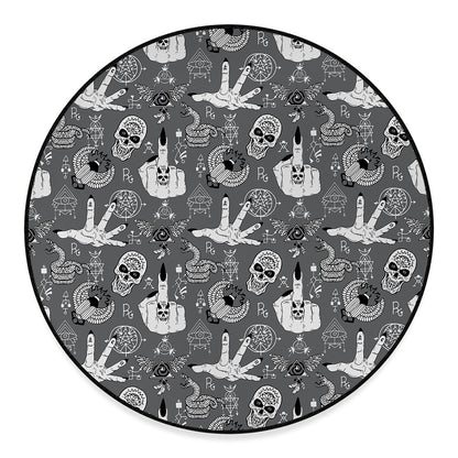 Gothic Wicca Curse Print Round Floor Mat