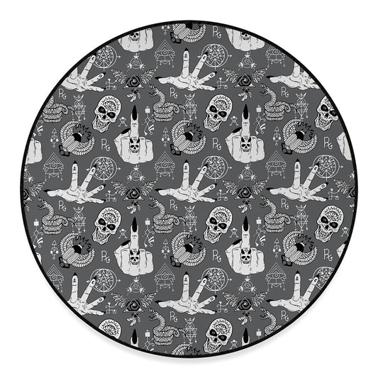 Gothic Wicca Curse Print Round Floor Mat