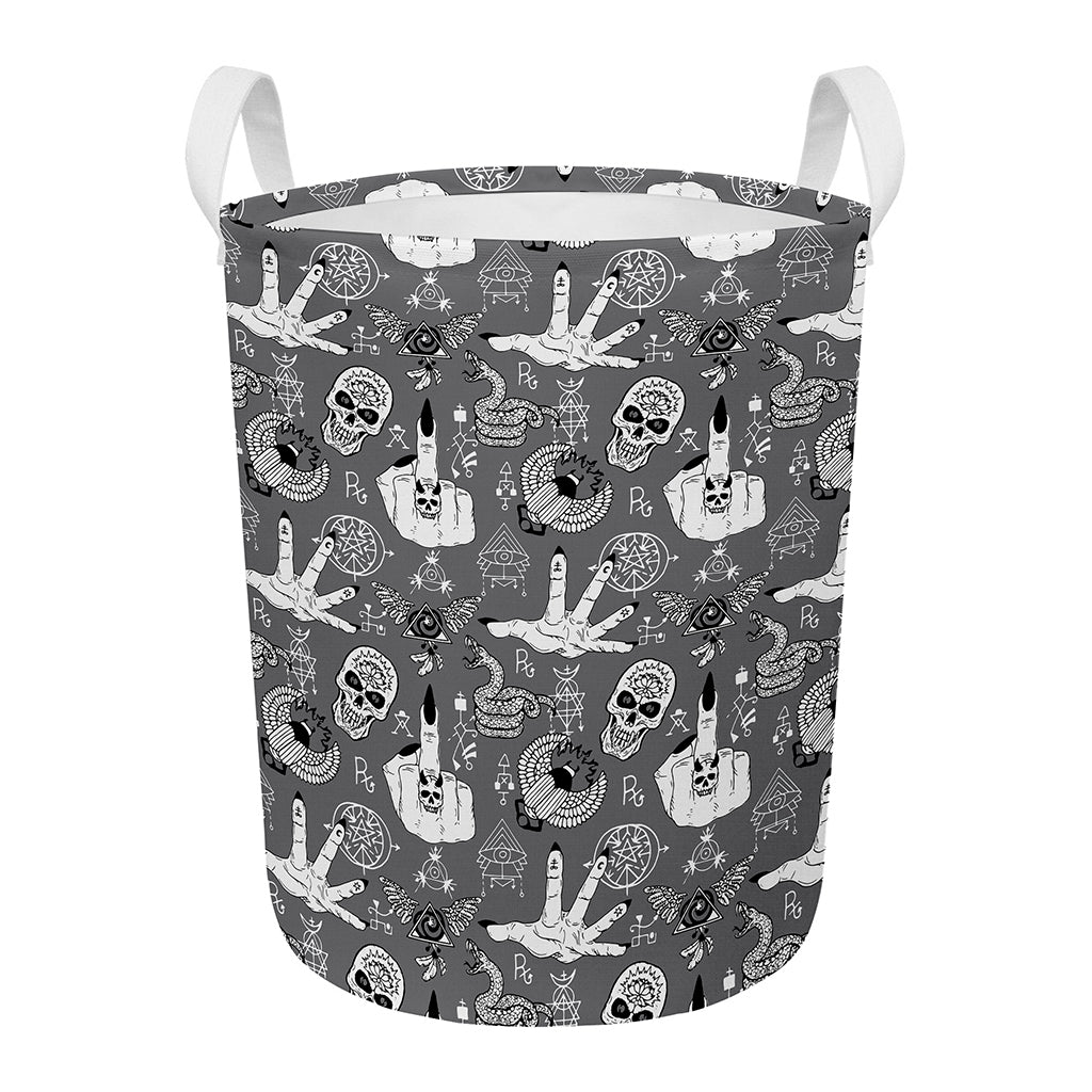 Gothic Wicca Curse Print Round Laundry Basket