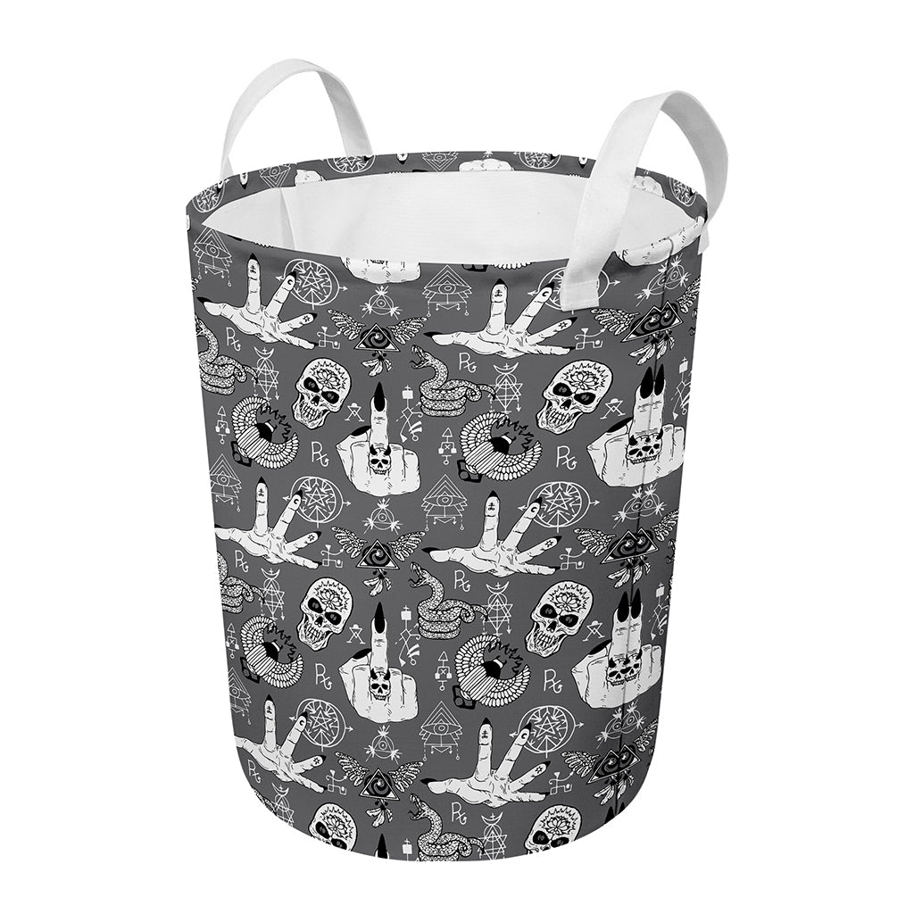 Gothic Wicca Curse Print Round Laundry Basket