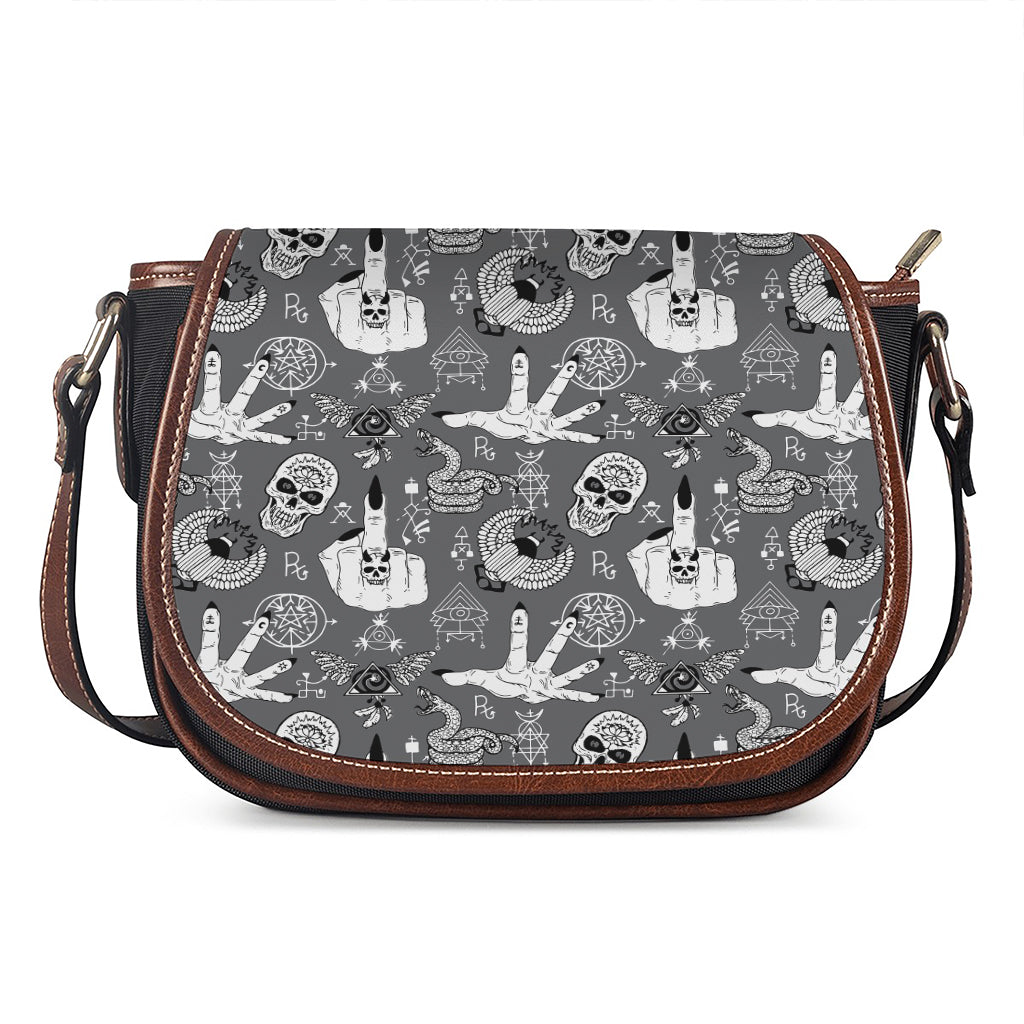 Gothic Wicca Curse Print Saddle Bag