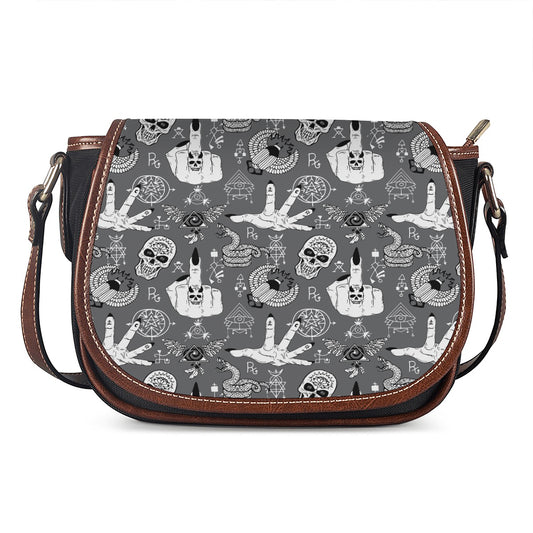 Gothic Wicca Curse Print Saddle Bag