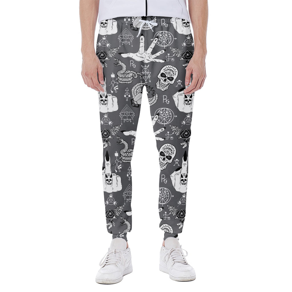 Gothic Wicca Curse Print Scuba Joggers