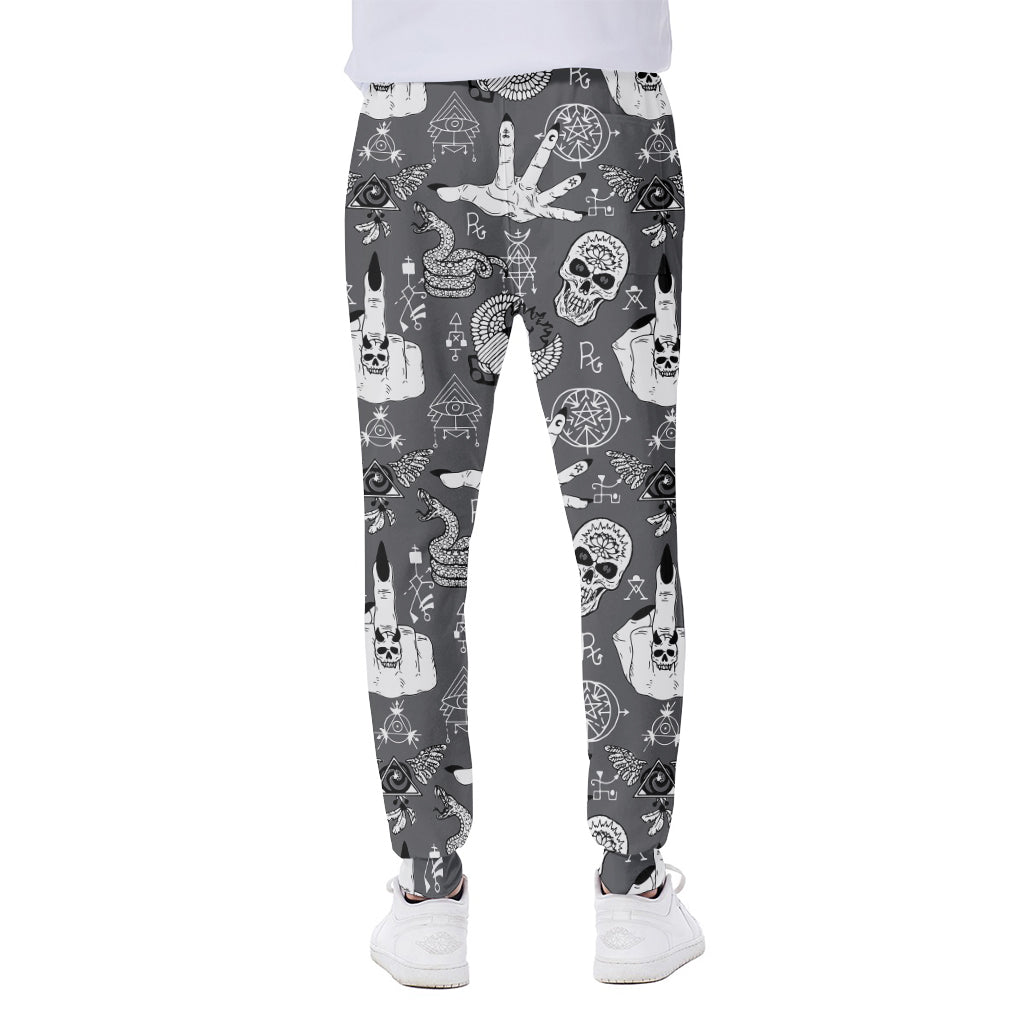 Gothic Wicca Curse Print Scuba Joggers