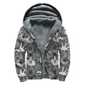 Gothic Wicca Curse Print Sherpa Lined Zip Up Hoodie