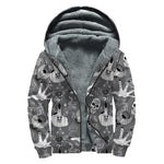 Gothic Wicca Curse Print Sherpa Lined Zip Up Hoodie