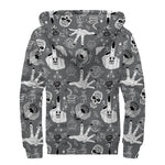 Gothic Wicca Curse Print Sherpa Lined Zip Up Hoodie