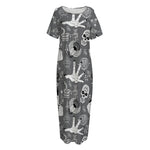 Gothic Wicca Curse Print Short Sleeve Long Nightdress