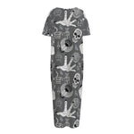 Gothic Wicca Curse Print Short Sleeve Long Nightdress
