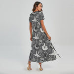 Gothic Wicca Curse Print Short Sleeve Maxi Dress