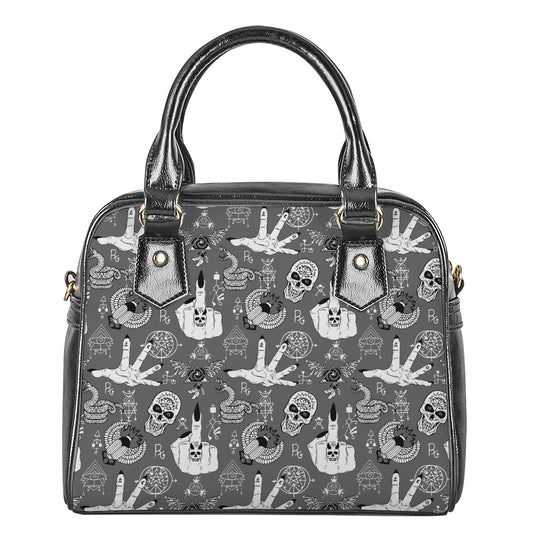 Gothic Wicca Curse Print Shoulder Handbag