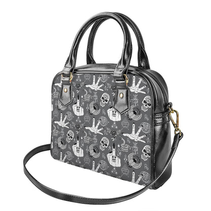 Gothic Wicca Curse Print Shoulder Handbag