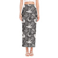 Gothic Wicca Curse Print Side Slit Maxi Skirt
