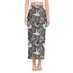 Gothic Wicca Curse Print Side Slit Maxi Skirt