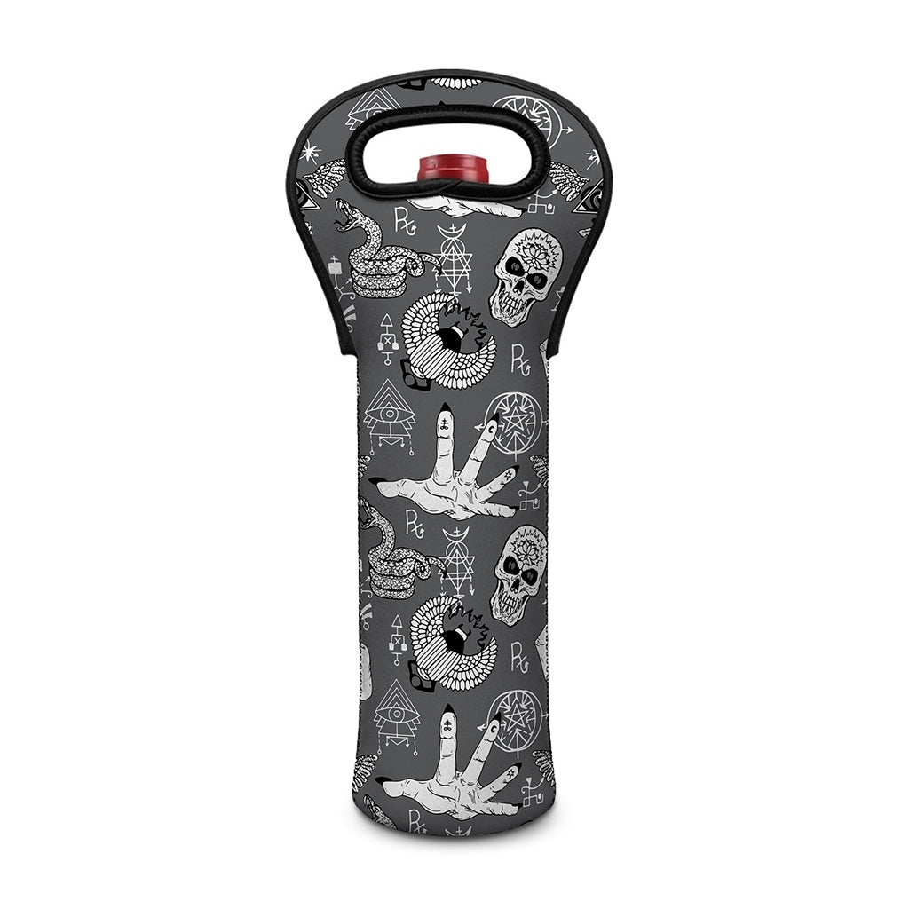 Gothic Wicca Curse Print Single Neoprene Wine Tote