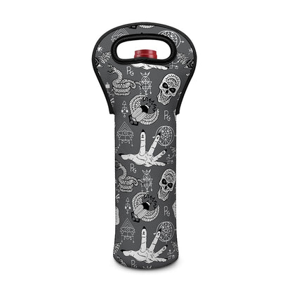 Gothic Wicca Curse Print Single Neoprene Wine Tote