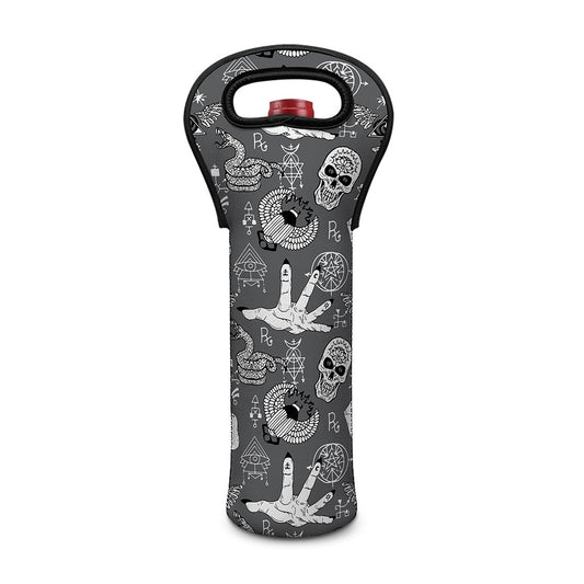 Gothic Wicca Curse Print Single Neoprene Wine Tote