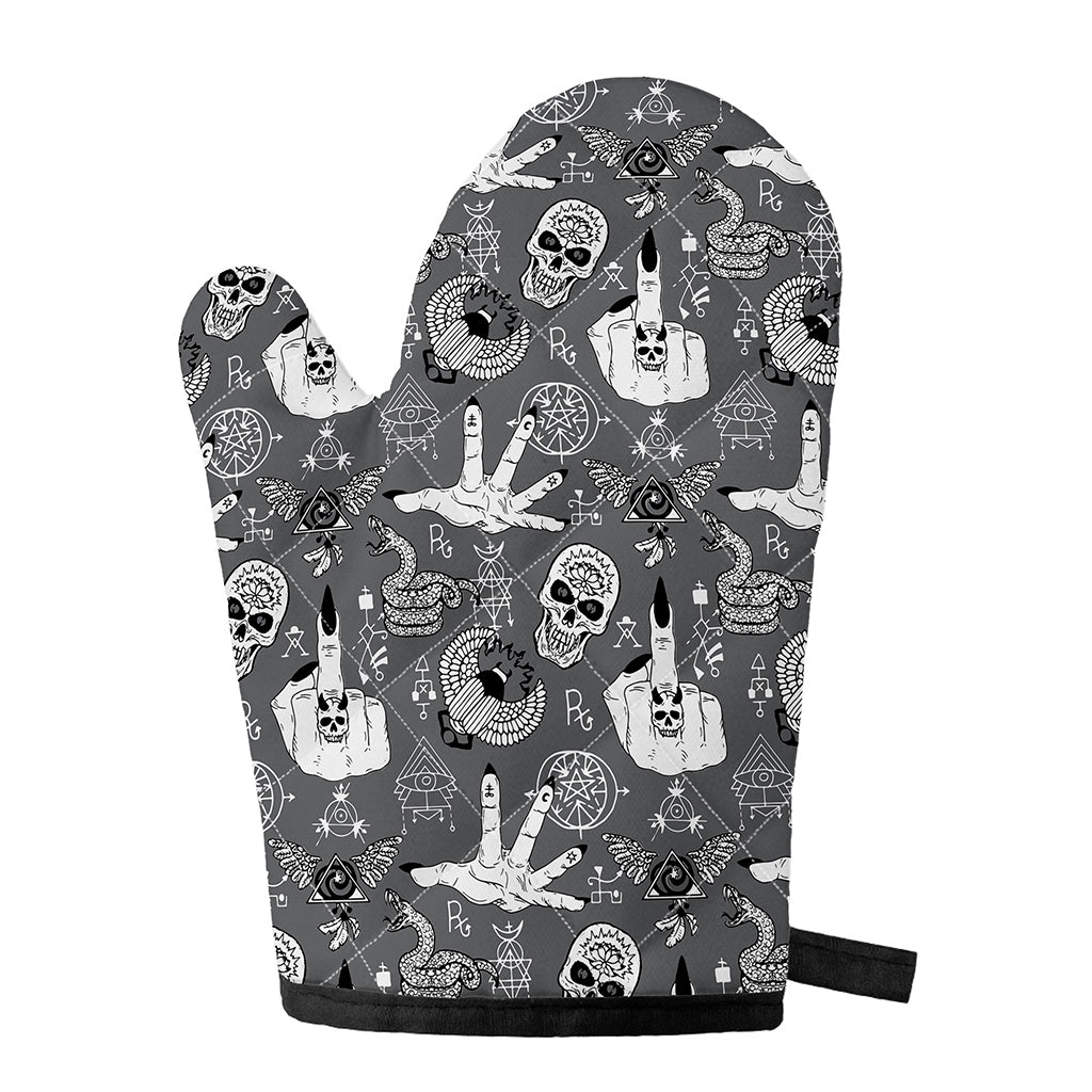 Gothic Wicca Curse Print Single Oven Mitt