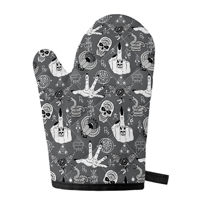 Gothic Wicca Curse Print Single Oven Mitt