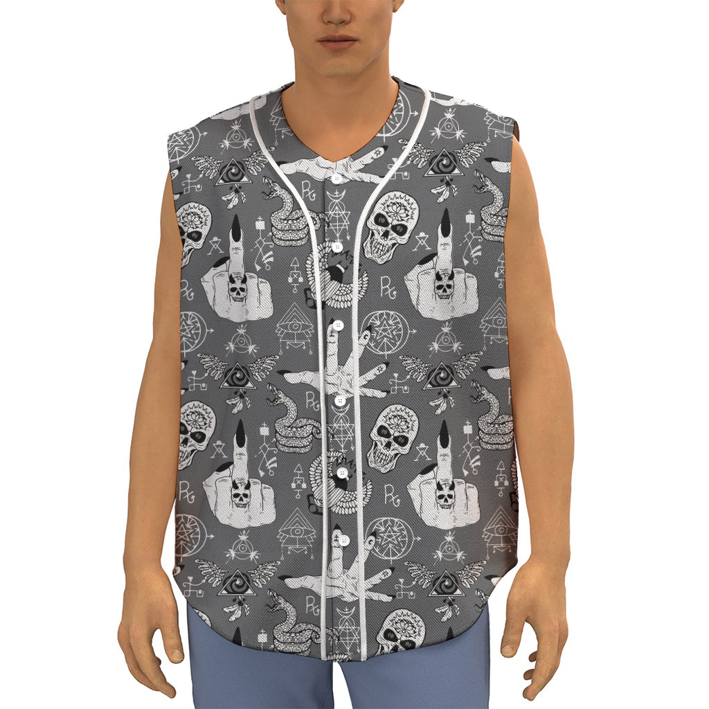 Gothic Wicca Curse Print Sleeveless Baseball Jersey