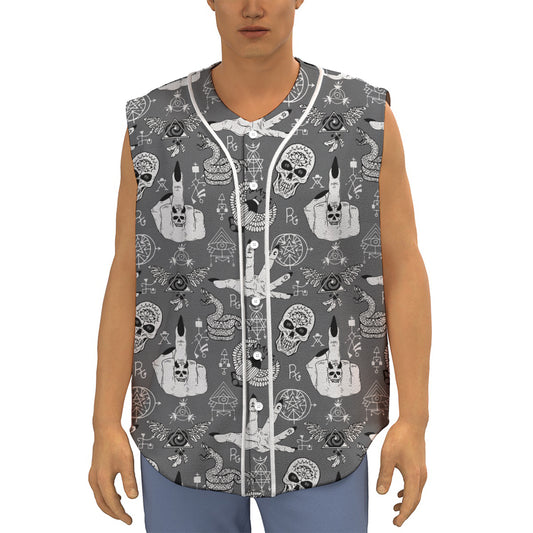 Gothic Wicca Curse Print Sleeveless Baseball Jersey