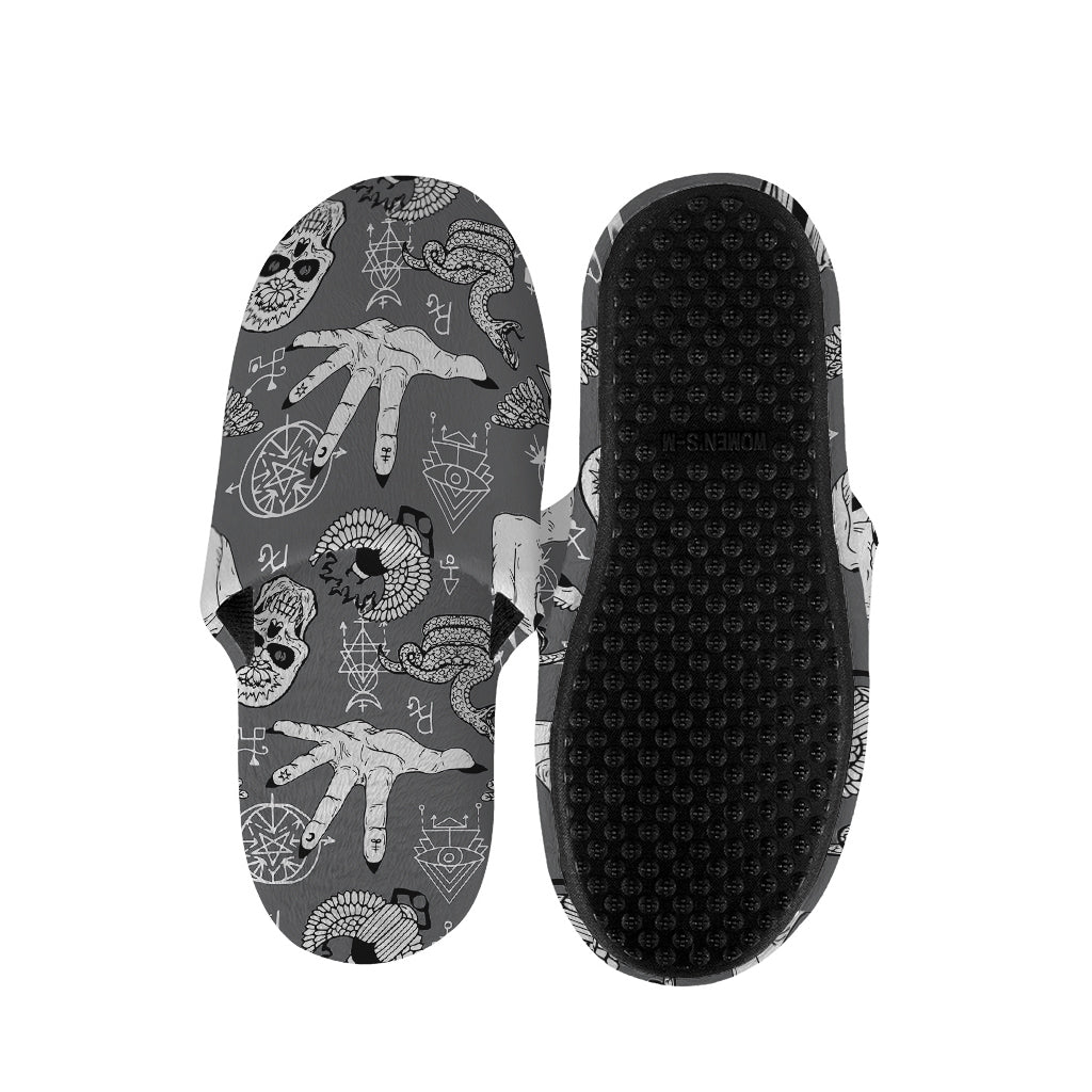 Gothic Wicca Curse Print Slippers