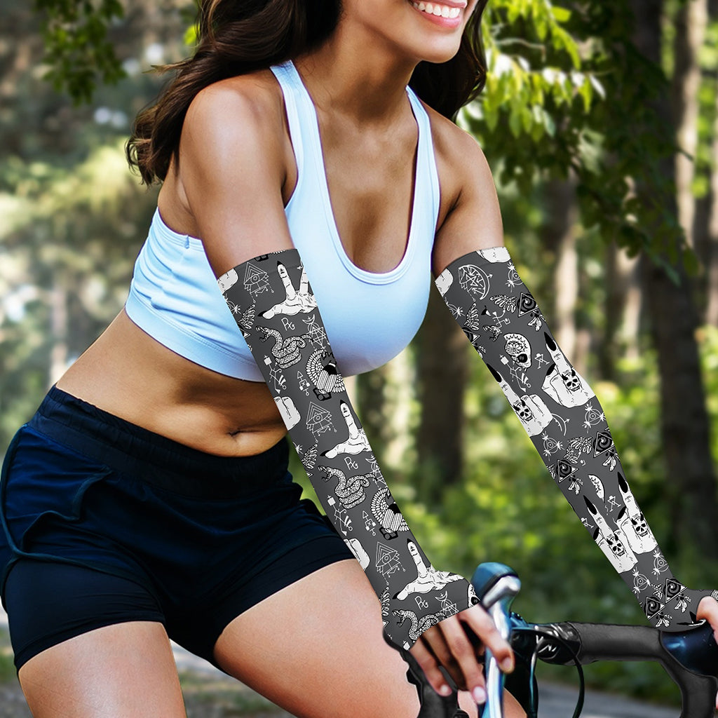 Gothic Wicca Curse Print Sun Protection Arm Sleeves
