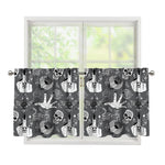 Gothic Wicca Curse Print Tier Curtains