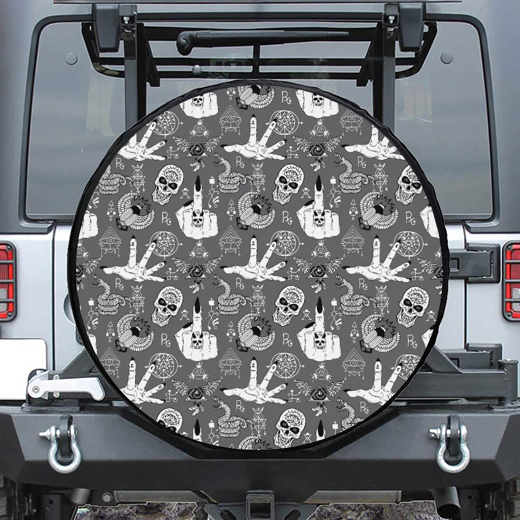 Gothic Wicca Curse Print Tire Cover