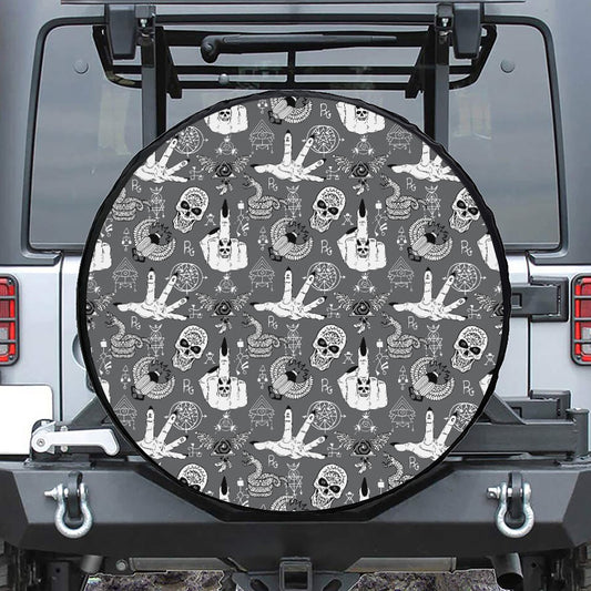 Gothic Wicca Curse Print Tire Cover
