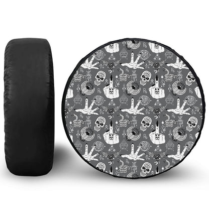 Gothic Wicca Curse Print Tire Cover