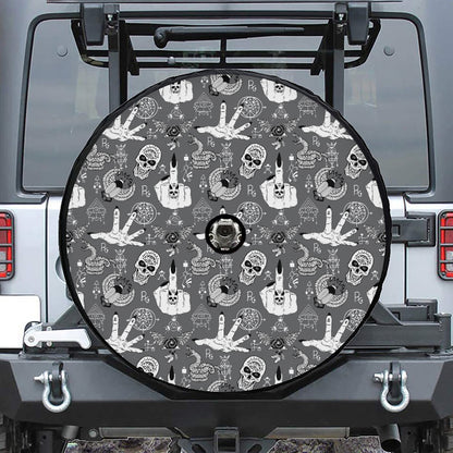 Gothic Wicca Curse Print Tire Cover With Camera Hole