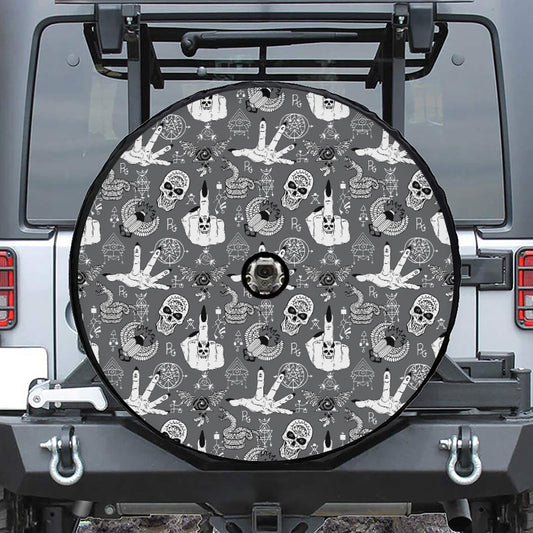 Gothic Wicca Curse Print Tire Cover With Camera Hole