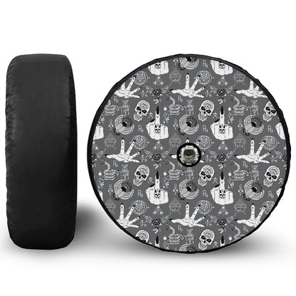 Gothic Wicca Curse Print Tire Cover With Camera Hole