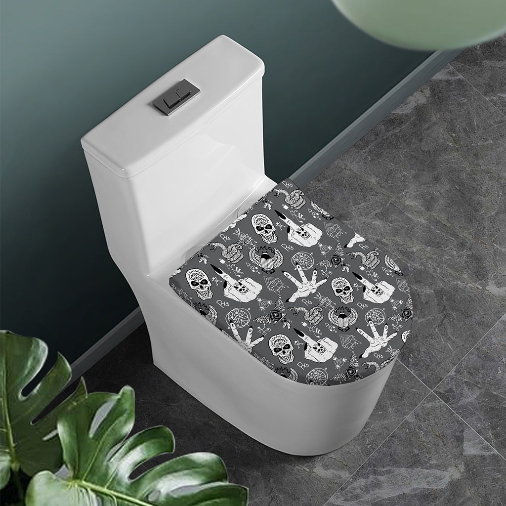 Gothic Wicca Curse Print Toilet Lid Cover