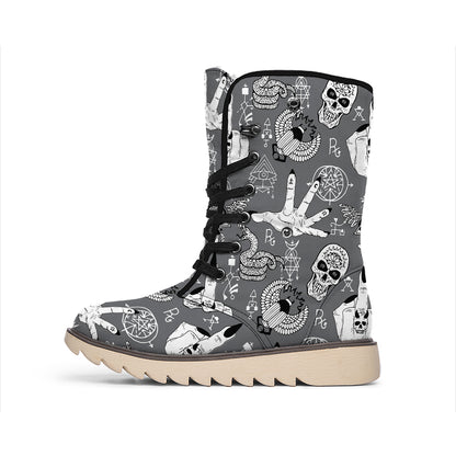 Gothic Wicca Curse Print Winter Boots