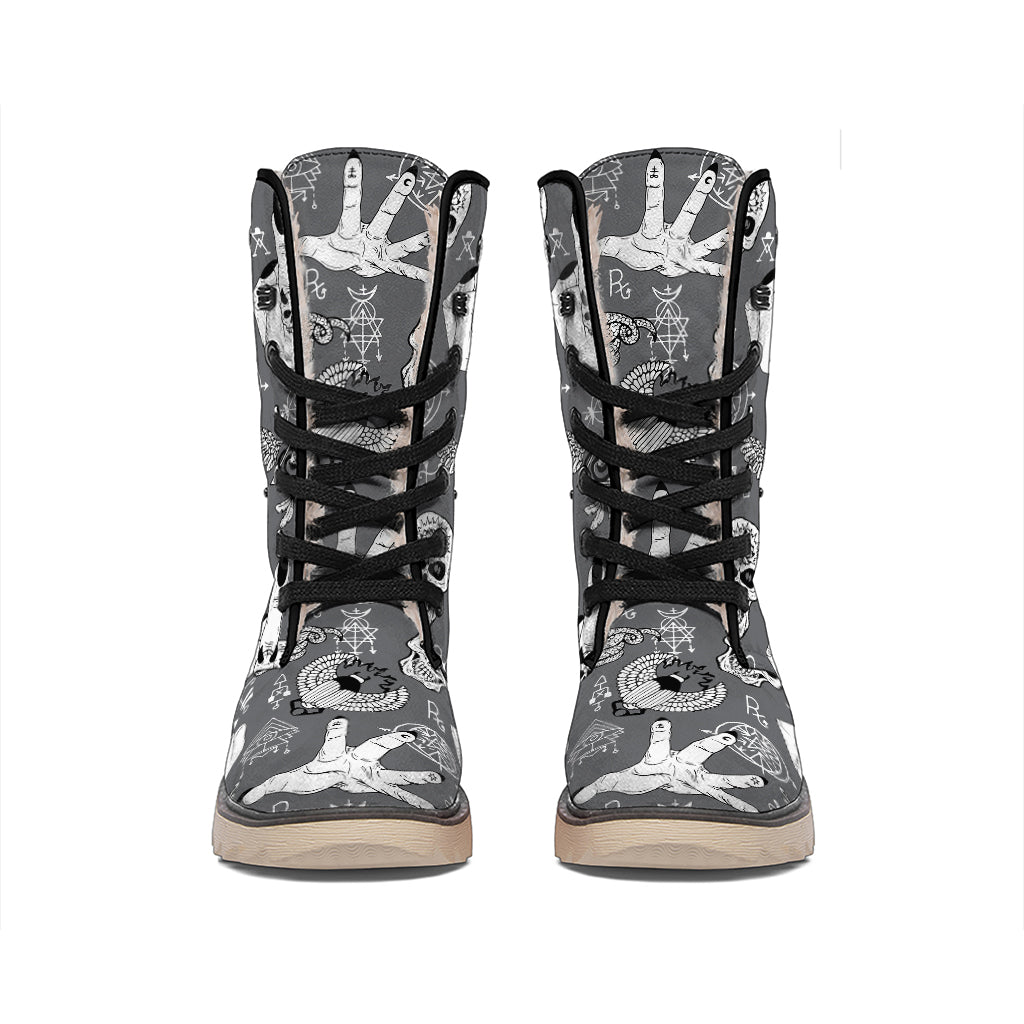 Gothic Wicca Curse Print Winter Boots