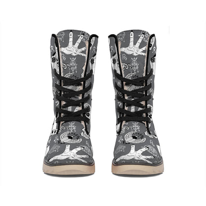 Gothic Wicca Curse Print Winter Boots