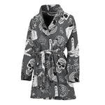 Gothic Wicca Curse Print Women's Bathrobe