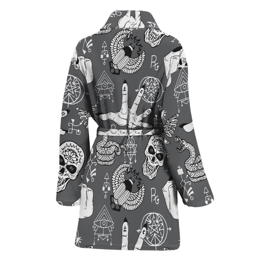 Gothic Wicca Curse Print Women's Bathrobe