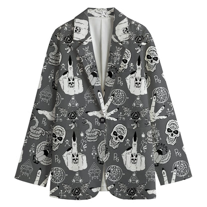 Gothic Wicca Curse Print Women's Blazer