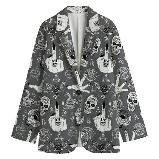 Gothic Wicca Curse Print Women's Blazer