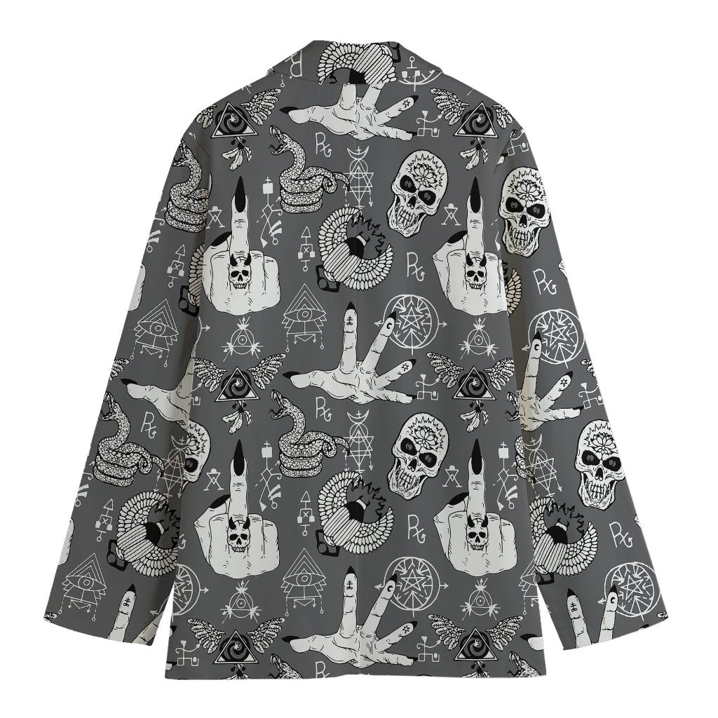 Gothic Wicca Curse Print Women's Blazer