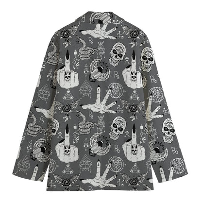 Gothic Wicca Curse Print Women's Blazer