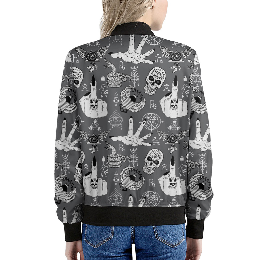 Gothic Wicca Curse Print Women's Bomber Jacket
