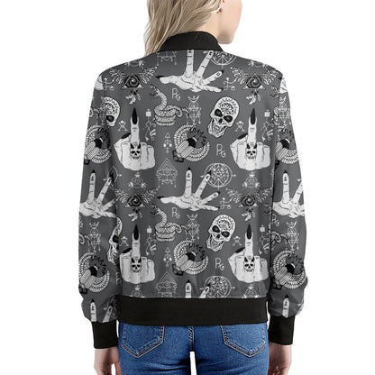 Gothic Wicca Curse Print Women's Bomber Jacket