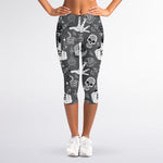 Gothic Wicca Curse Print Women's Capri Leggings