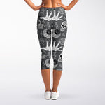 Gothic Wicca Curse Print Women's Capri Leggings