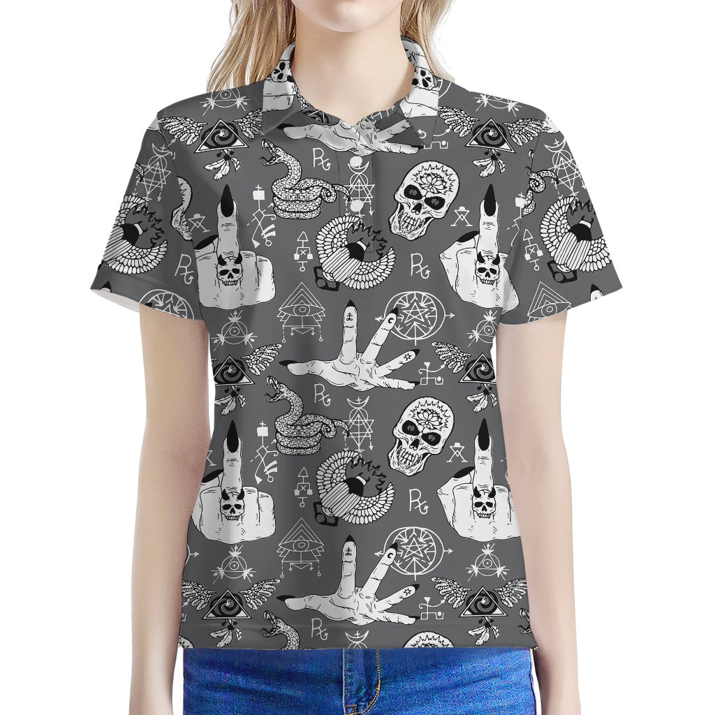 Gothic Wicca Curse Print Women's Polo Shirt